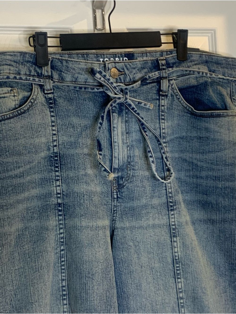 Torrid High Rise Baggy Wide Leg Tie Belt Jean Stretch + Rigid Size 20R - Picture 5 of 13